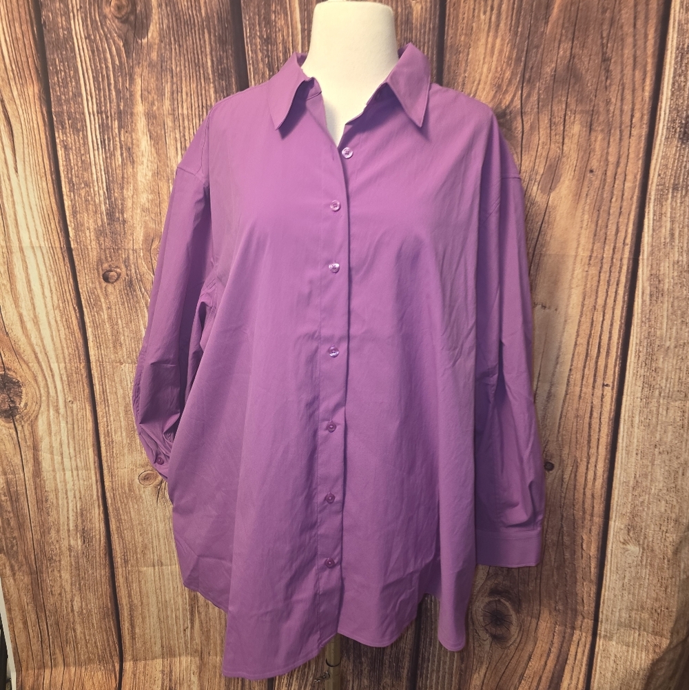 NWT Athleta Oversized Poplin Top Size 1X Purple